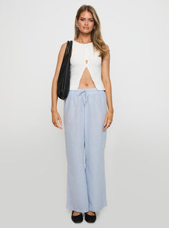 Holiday Tie Front Pant Blue/ White Stripe High Rise Pants Pants 