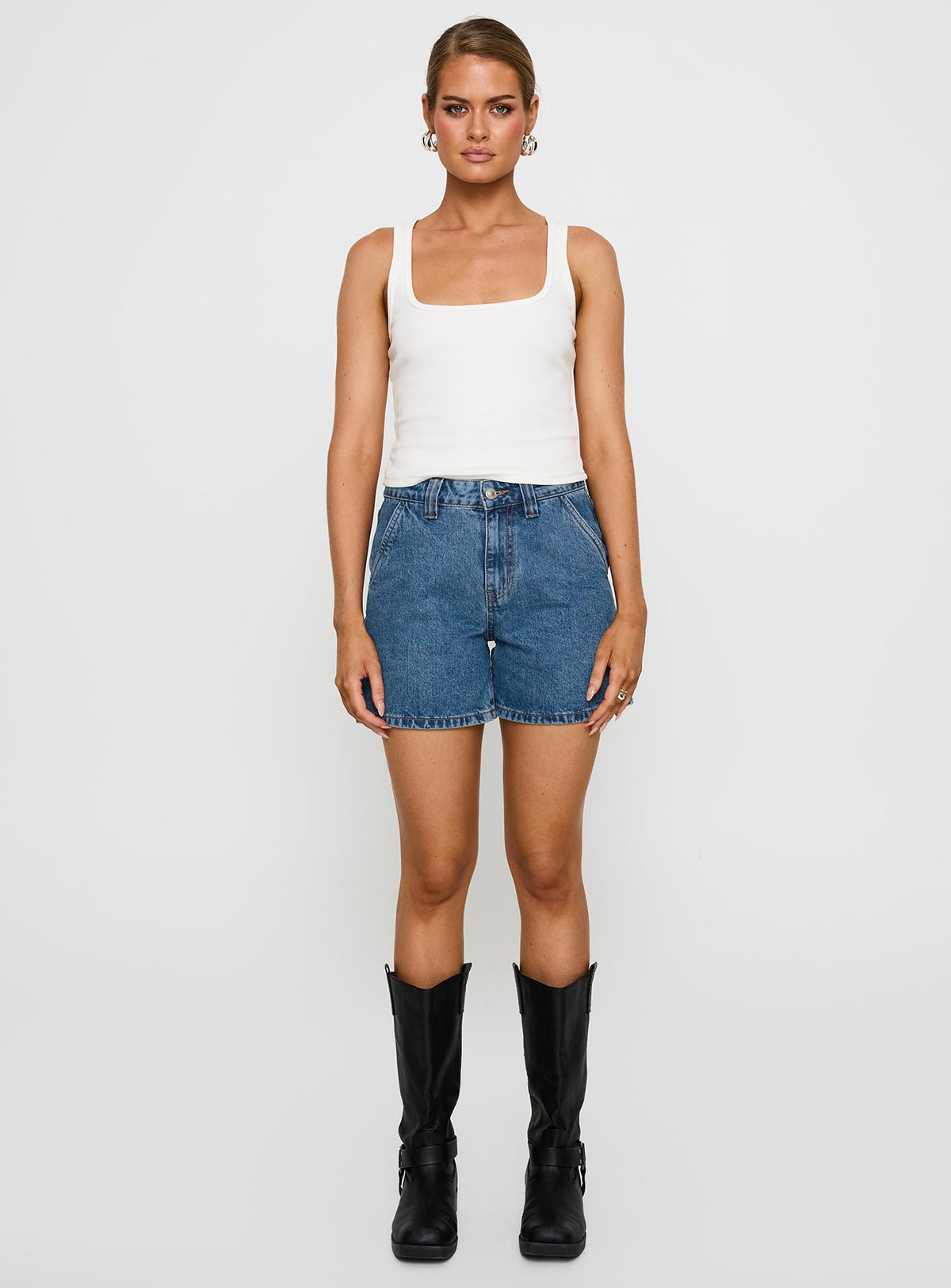 Lou Carpenter Denim Shorts Mid Wash