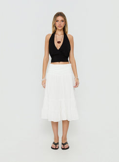 Featuring the Silver Springs Midi Skirt White in womens-skirts with midi length front view of model wearing Princess Polly