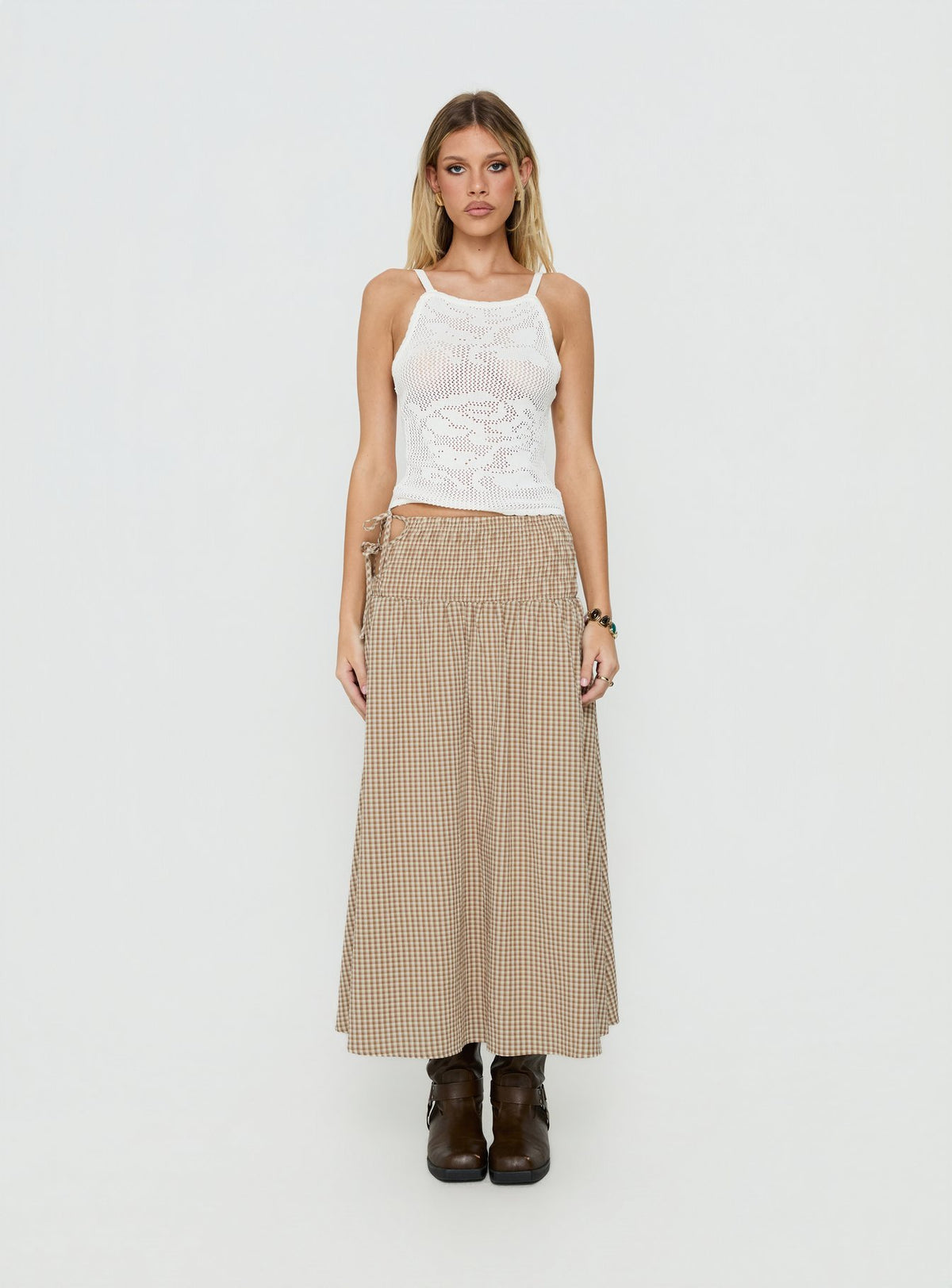 Moon Glow Lace Crochet Cami Top Cream