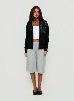 Discover the All Day Studded Oversized Hoodie Black womens-jumpers in short length front view of model wearing Princess Polly