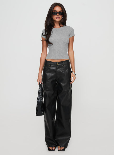 front view of model wearing Princess Polly Top Model Jean Onyx Pants 