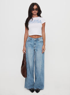 Ringer Low Rise Wide Leg Jeans Blue Mid Rise Jeans Jeans 