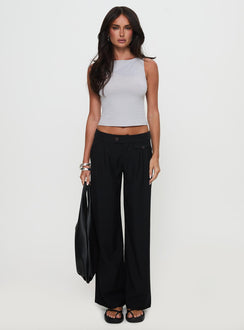 front view of model wearing Princess Polly Sallon Low Rise Pants Black Low Rise Pants Pants 