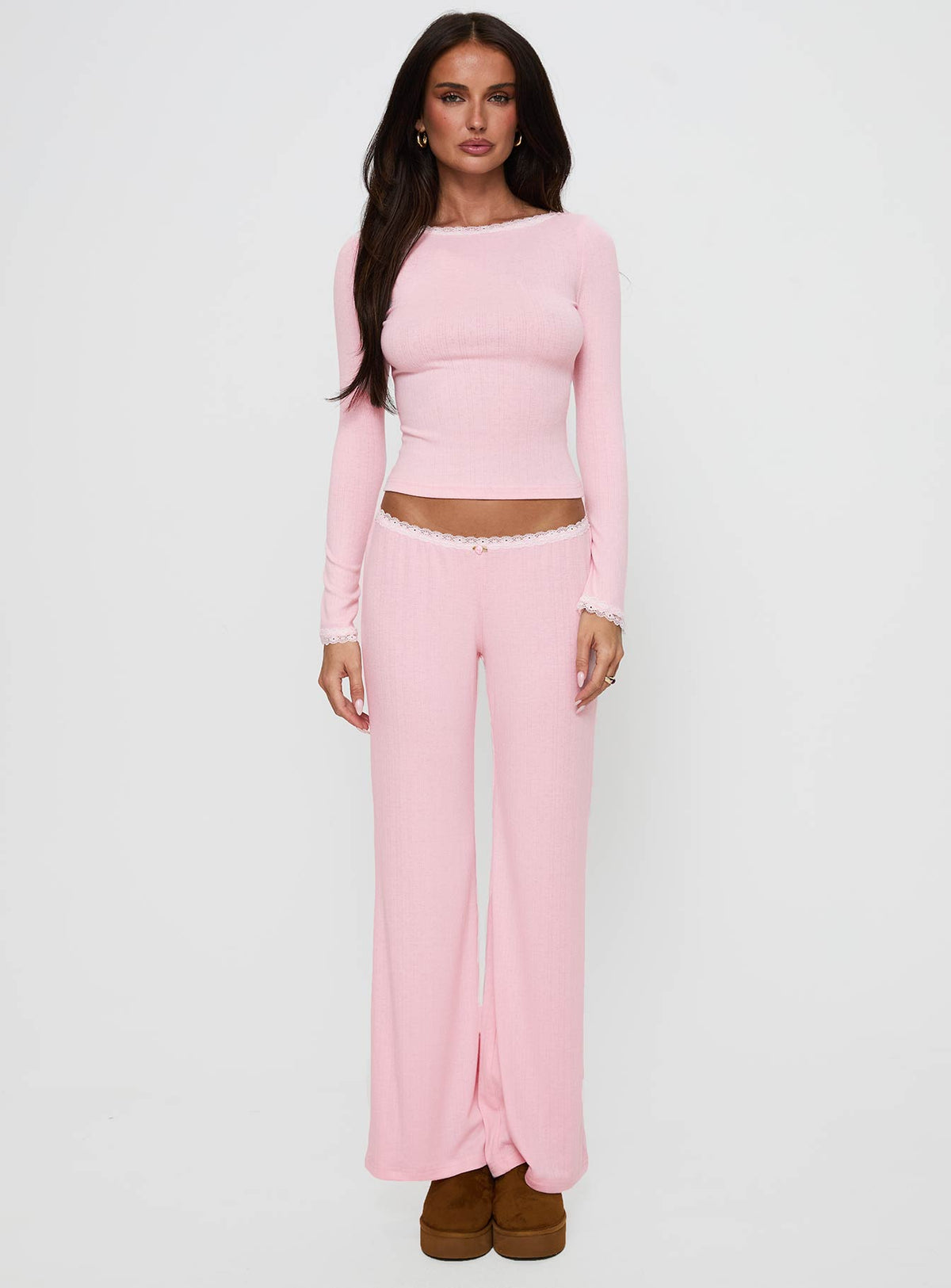 Whimsie Long Sleeve Sleep Top Pink