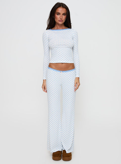 Whimsie Pointelle Sleep Pants Blue / White