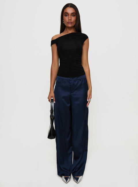 front view of model wearing Princess Polly Alaina Pants Navy High Rise Pants Pants 