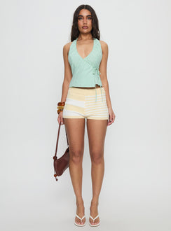 Save A Seat Wrap Halter Top Green Stripe