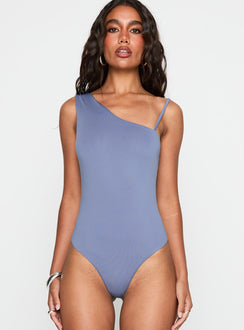 front view of model wearing Princess Polly Catch Up Bodysuit Blue Sleeveless Bodysuit 