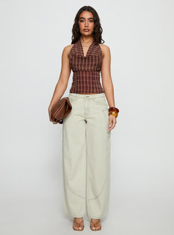 front view of model wearing Princess Polly Amargo Mid Rise Baggy Jeans Sage Wash Mid Rise Jeans Jeans 