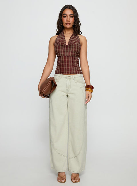 front view of model wearing Princess Polly Amargo Mid Rise Baggy Jeans Sage Wash Mid Rise Jeans Jeans 