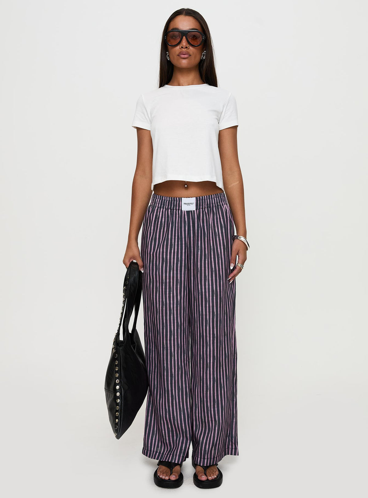front view of model wearing Princess Polly Beach House Pants Multi Pants 