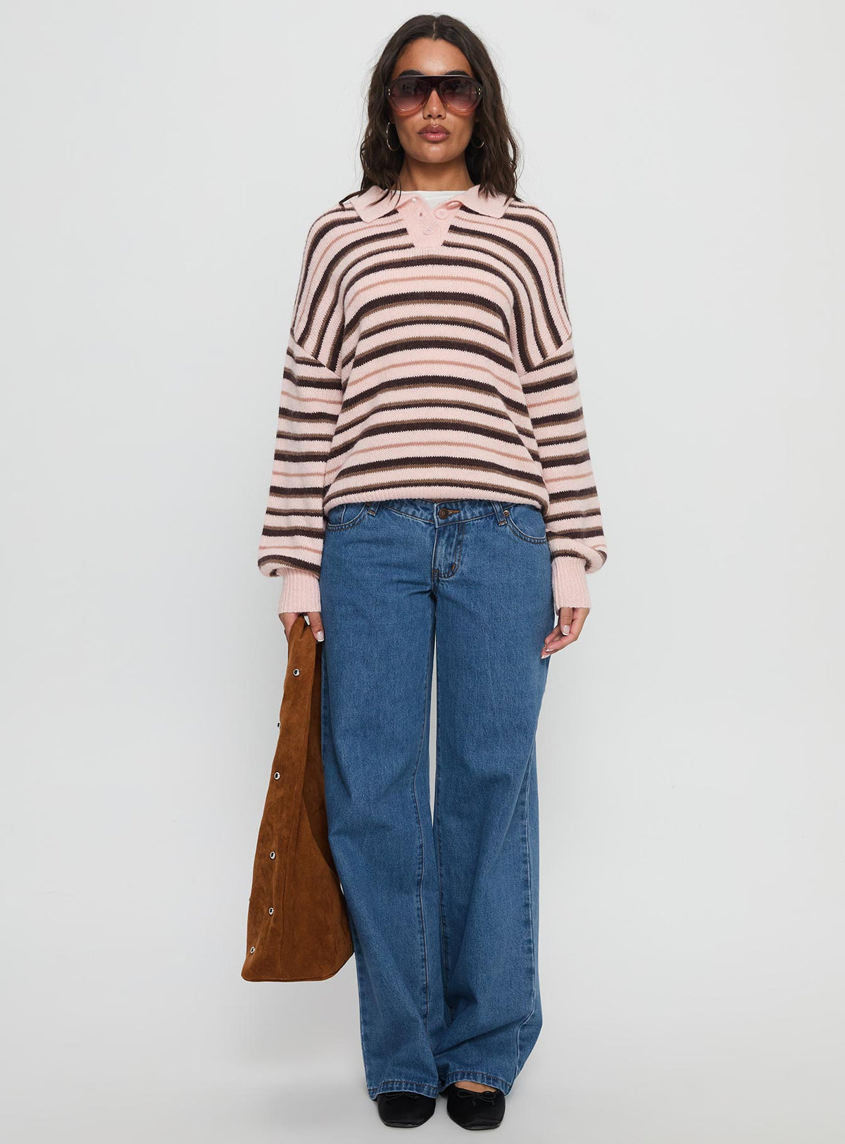 Highlands Low Rise Wide Leg Jeans Mid Blue Wash Low Rise Jeans Jeans 