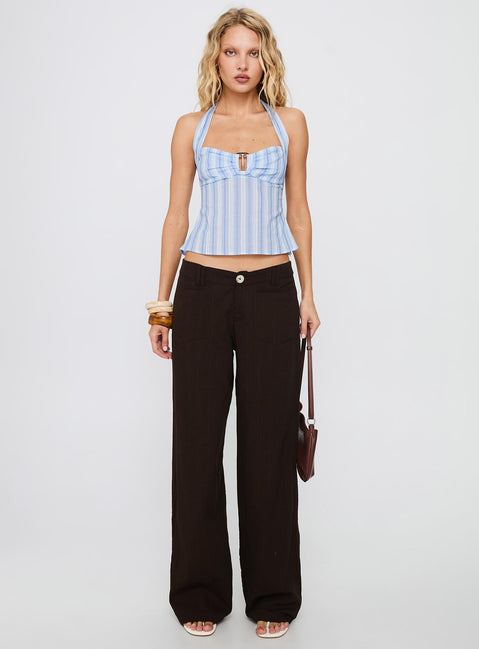 Isabetta Halter Top Blue Stripe