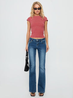 Nyren Low Back Boatneck Top Red Stripe
