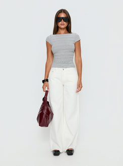 Showcasing the Darla Low Rise Straight Leg Jean White in womens-jeans front view of model wearing Princess Polly