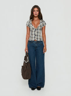 Alexandrea Plunge Button Up Top Check