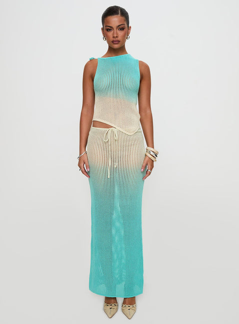 Auralia Knit Maxi Skirt Blue / Cream Maxi Skirts Skirts 
