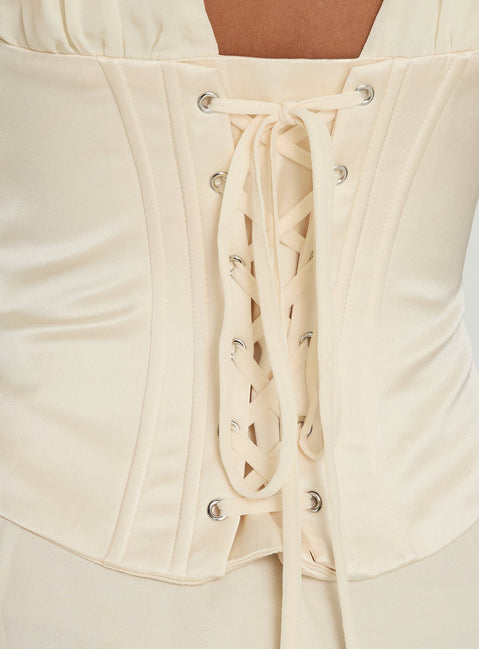 Lucillah Corset Chiffon Mini Dress Cream