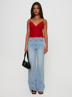 Hawke Frayed Mid Rise Straight Leg Jeans Mid Blue High Rise Jeans Jeans 