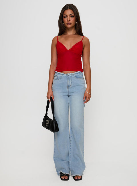 Hawke Frayed Mid Rise Straight Leg Jeans Mid Blue High Rise Jeans Jeans 