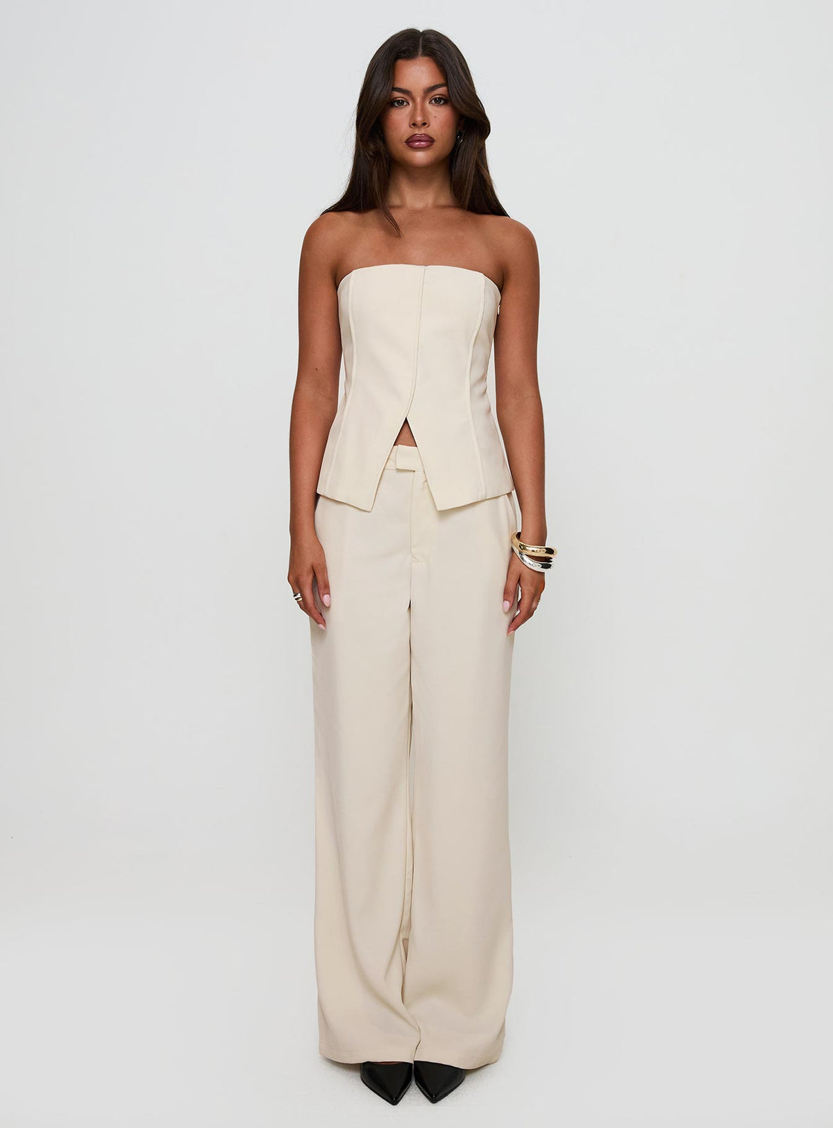 Lavish Living Strapless Top Cream Petite
