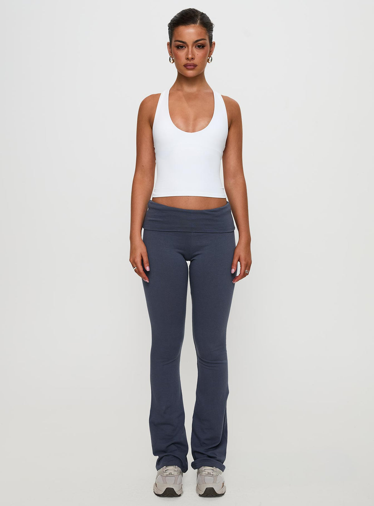 front view of model wearing Princess Polly Movement Yoga Pant Blue High Rise Pants Pants 