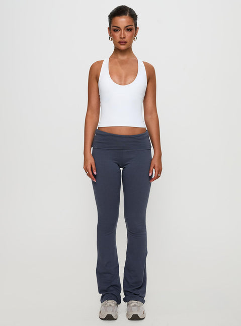 front view of model wearing Princess Polly Movement Yoga Pant Blue High Rise Pants Pants 