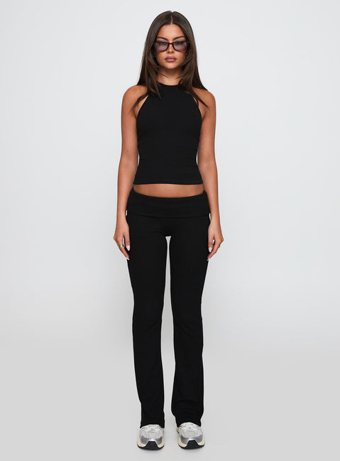 back view of model wearing Princess Polly Truth Be Told Straight Leg Pant Black Low Rise Pants Pants 