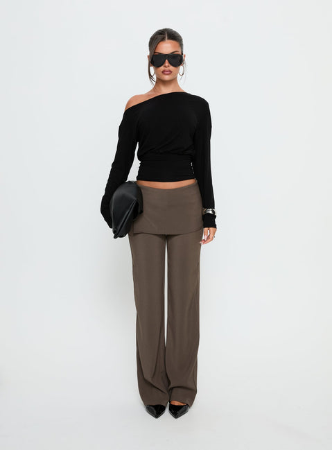 Ashlinn Off Shoulder Long Sleeve Drapey Top Black