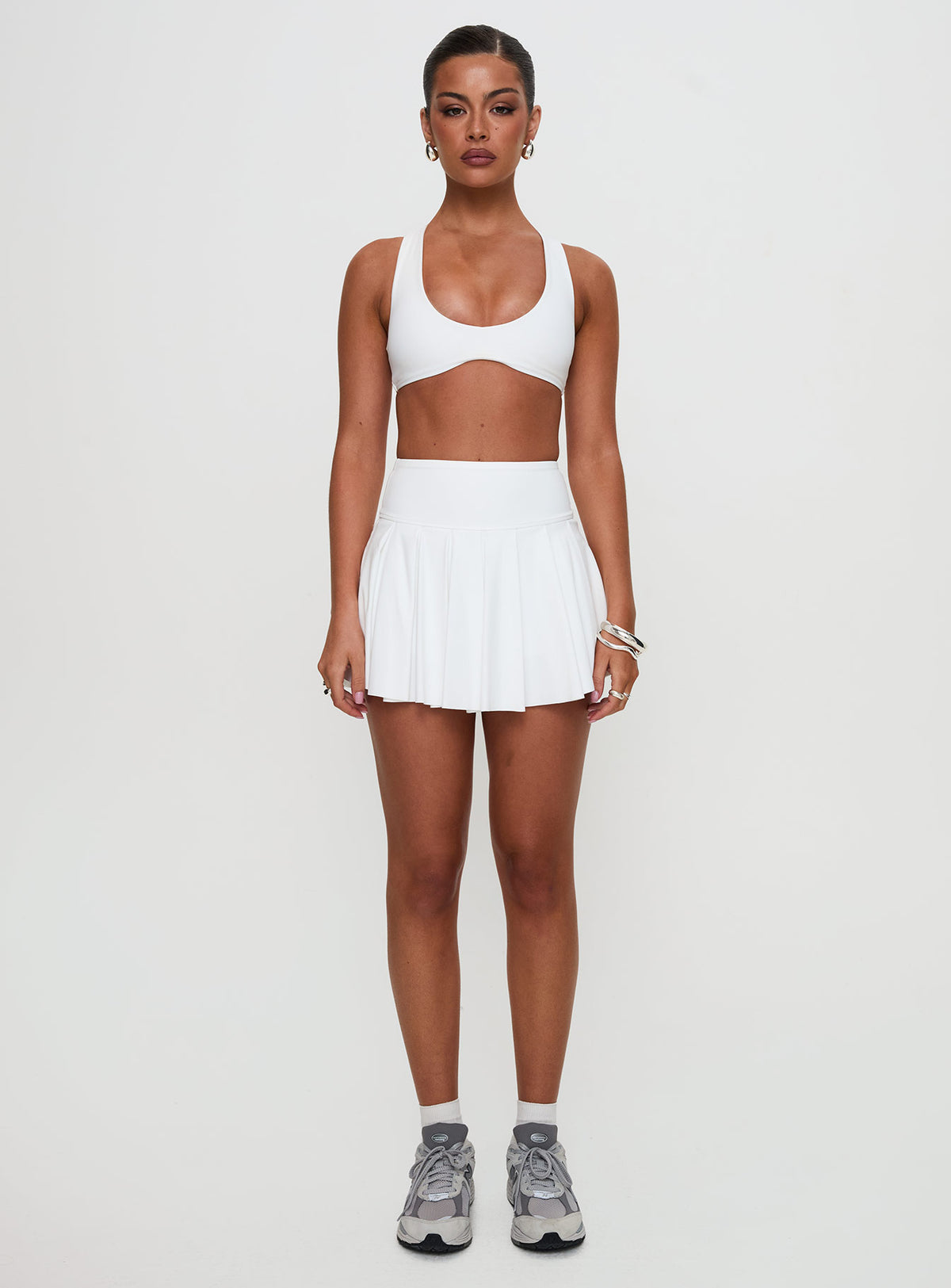 Dynamic Pleat Active Skort White