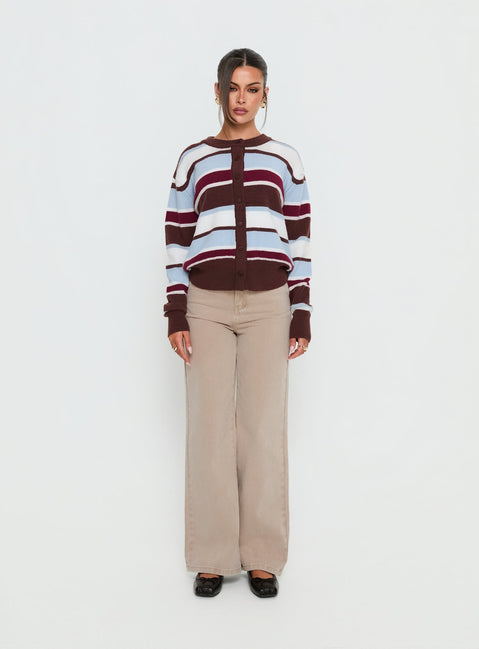 front view of model wearing Princess Polly Nicolo High Rise Straight Leg Jeans Concrete High Rise Jeans Jeans 