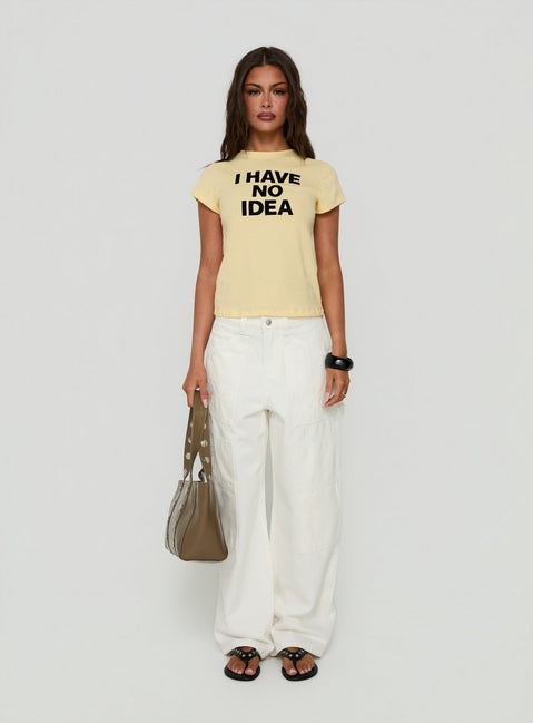 Showcasing Mistree Mid Rise Baggy Cargo Jeans White in womens-jeans with mid-rise front view of model wearing Princess Polly