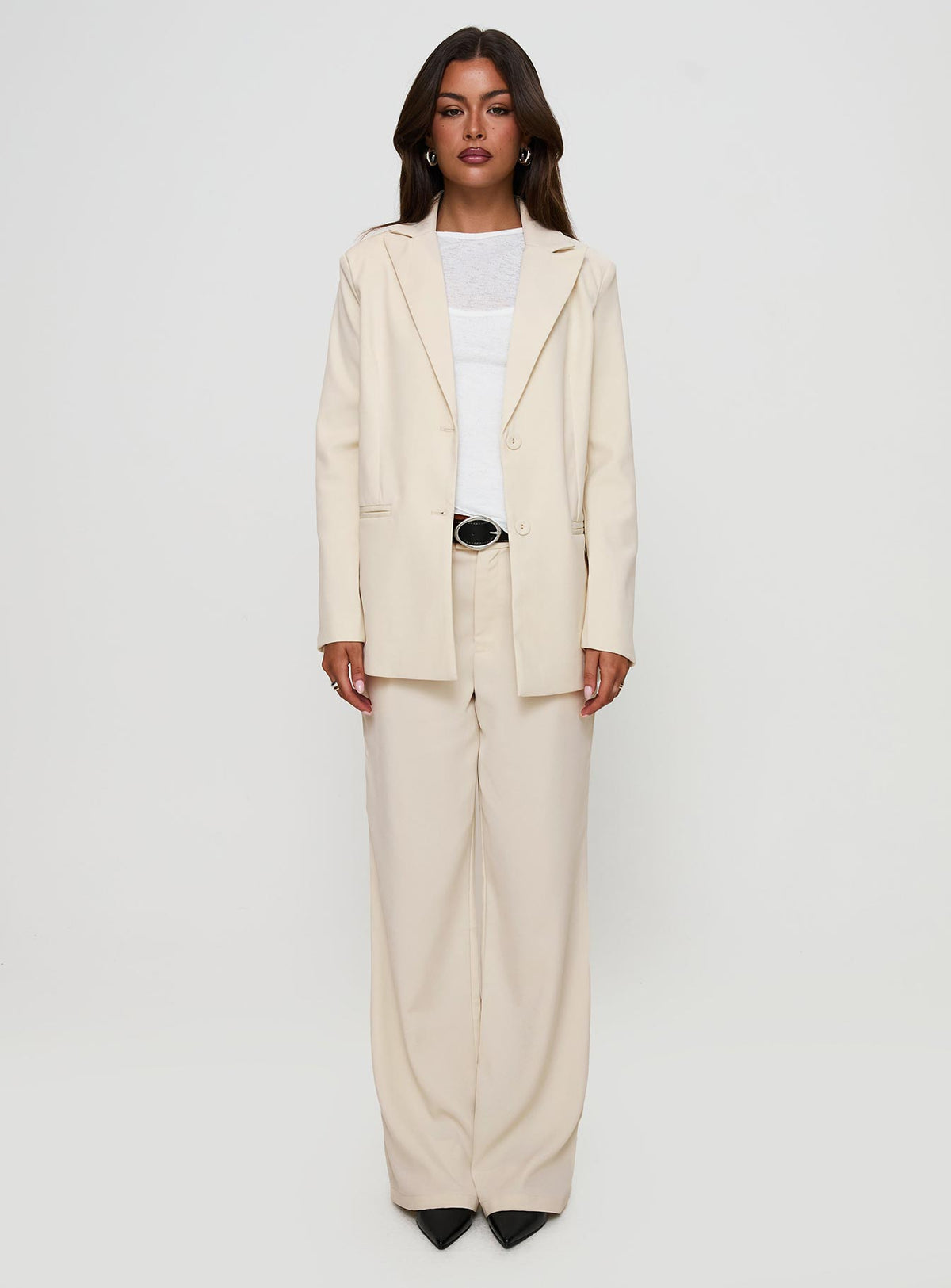 Crowd Pleaser Oversized Blazer Cream
