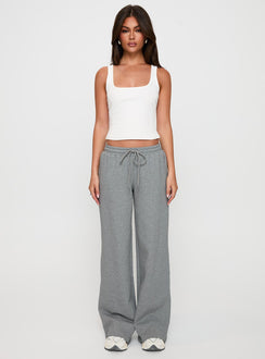 front view of model wearing Princess Polly All Day Straight Leg Sweatpants Grey Marle Low Rise Pants Pants 