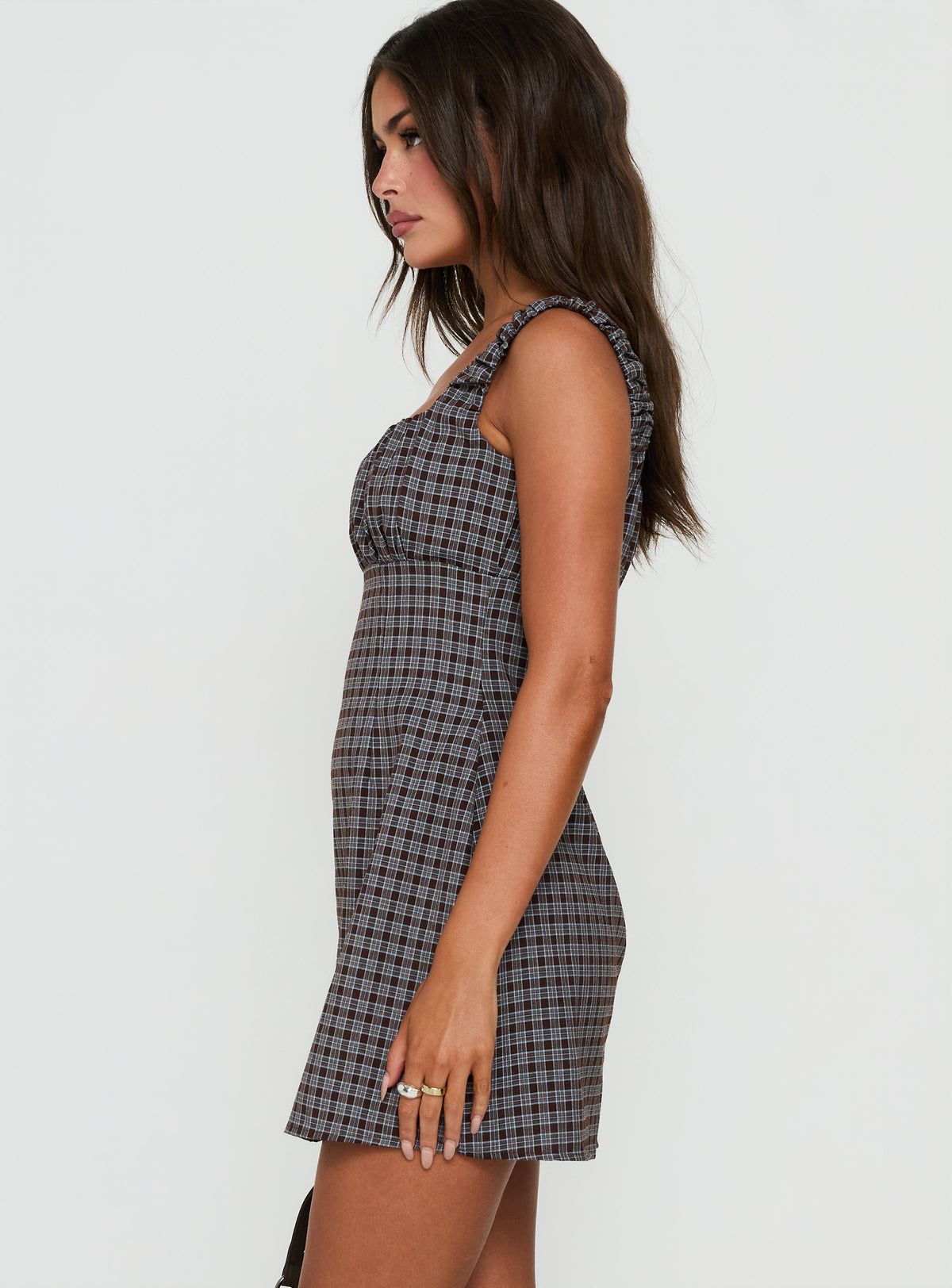 Donnamarie Mini Dress Brown Check