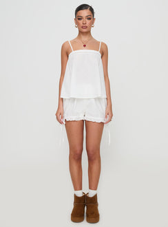 Invisible String Lace Sleep Top White