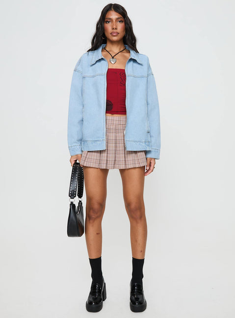 Denim Denim bomber jacket Pointed collar, zip fastening down front, twin hip pockets, single button cuff