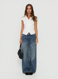 Kathi Collared Button Down Top White