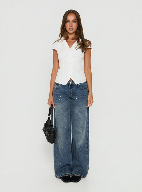 Kathi Collared Button Down Top White