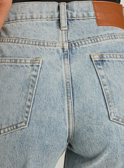 Fawcett High Rise Straight Leg Jeans Light Blue Wash Petite High Rise Jeans Jeans 
