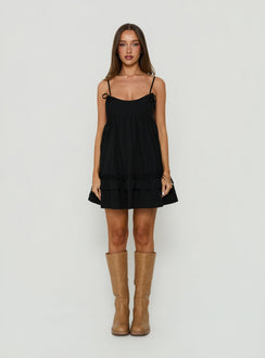 Enhancement Babydoll Mini Dress Black