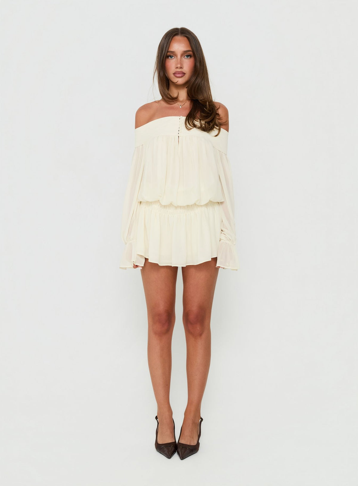 Annikah Off Shoulder Romper Cream