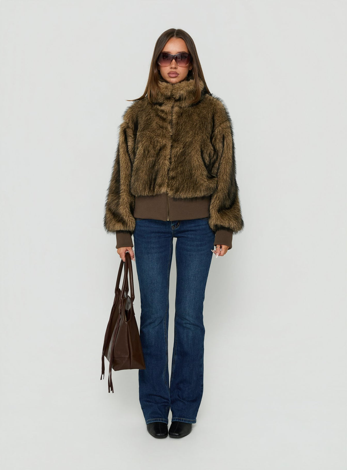 Luxia Faux Fur Funnel Neck Jacket Multi