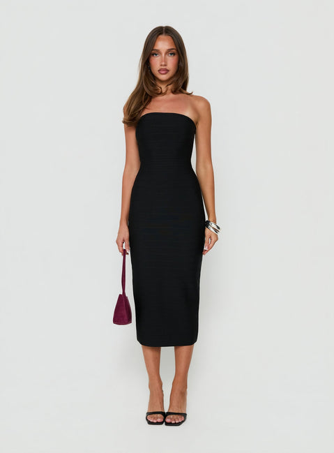 Eastonn Strapless Bandage Midi Dress Black