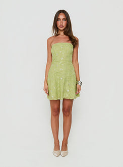 Elorra Strapless Mini Dress Green