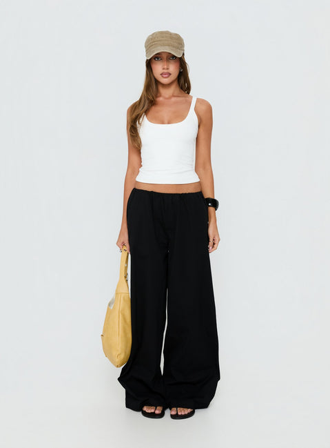 Discover Lunea Concealed Waistband Pants Black womens-regular-pants featuring high-rise front view of model wearing Princess Polly