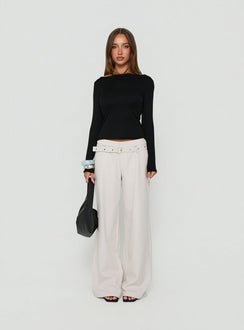 Long Weekends Semi-Sheer Long Sleeve Top Black