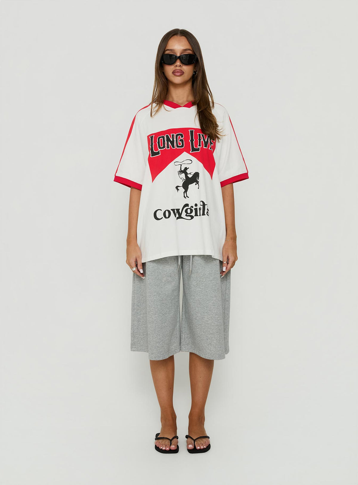Long Live Cowgirls Oversized Graphic Tee White / Multi