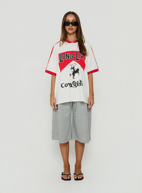 Long Live Cowgirls Oversized Graphic Tee White / Multi